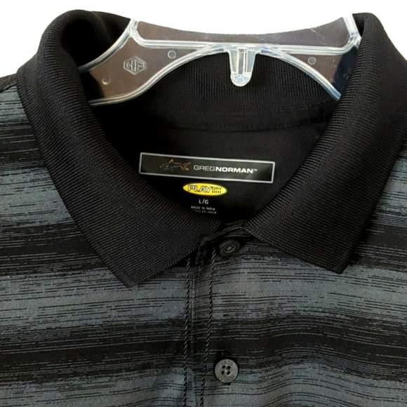 NWT Greg Norman Silver / Grey Stripe Button Polo - Picture 3 of 6